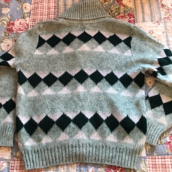 Vintage Cooper Cowl Neck Cardigan Wool Diamond Long Sleeve - Picture 6 of 6